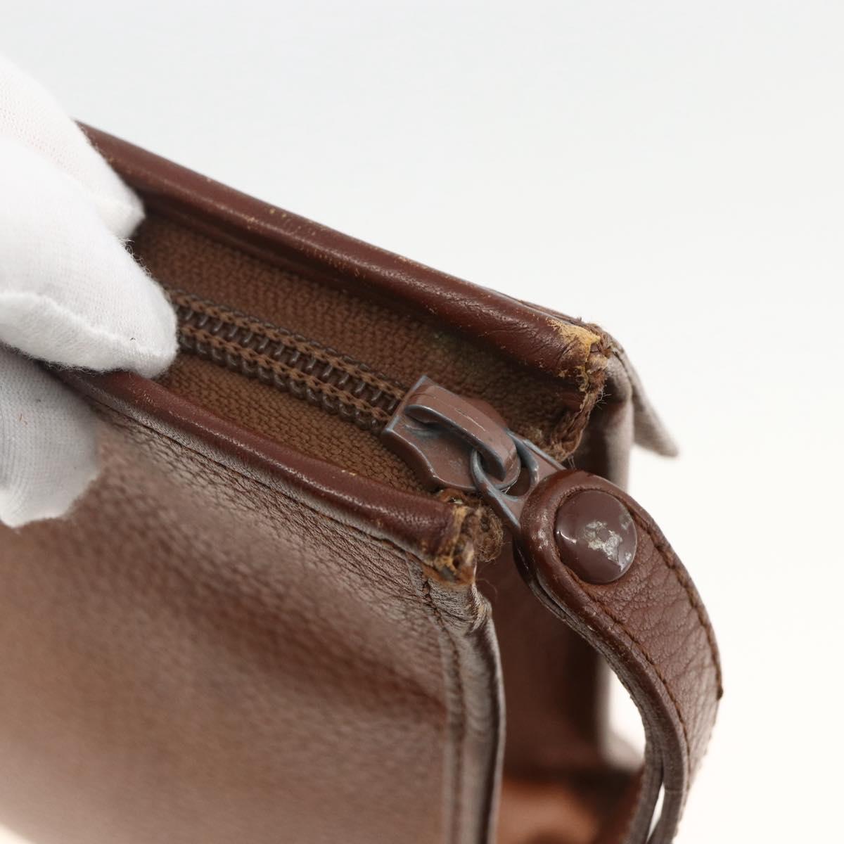 Burberrys Clutch Bag Leather Brown Auth ep13828