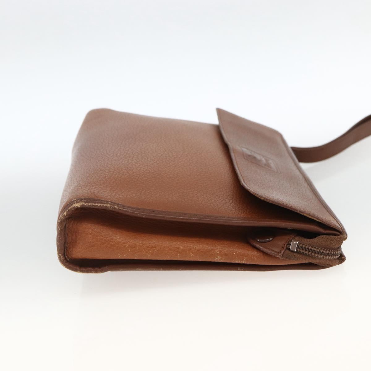 Burberrys Clutch Bag Leather Brown Auth ep13828