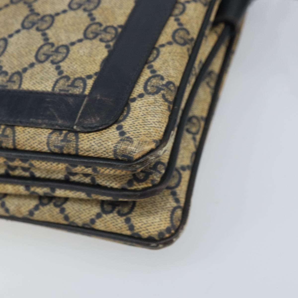 GUCCI GG Supreme Sherry Line Shoulder Bag PVC Navy Gold Auth ep13829