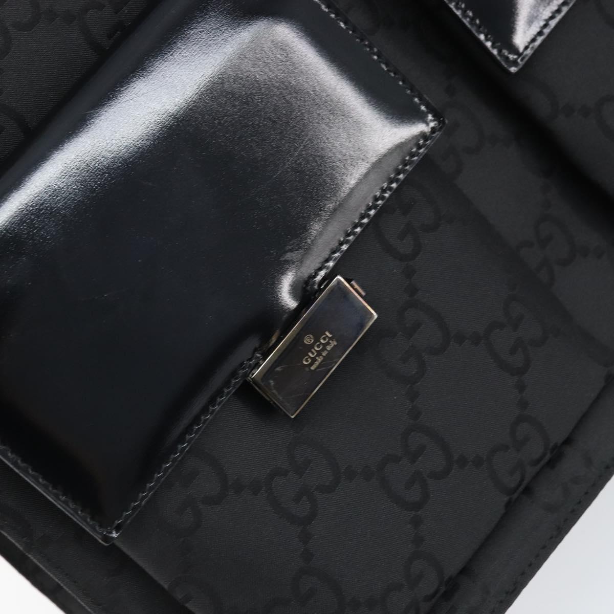 GUCCI GG Canvas Tote Bag Nylon Black Silver 002 1021 Auth ep13839