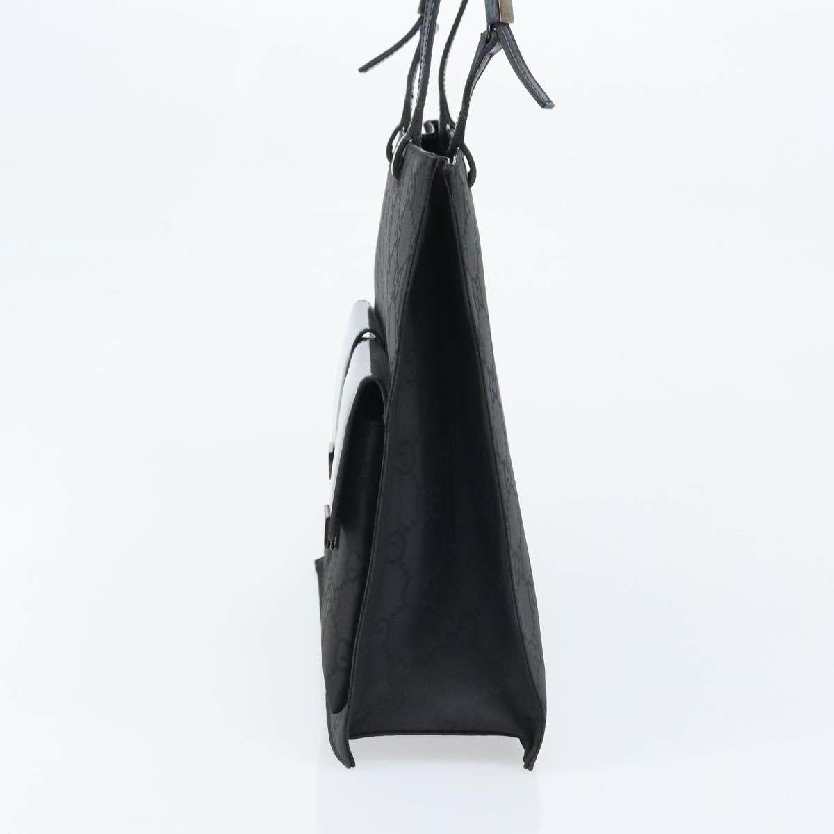 GUCCI GG Canvas Tote Bag Nylon Black Silver 002 1021 Auth ep13839
