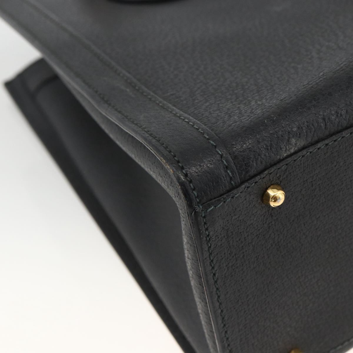 GUCCI Bamboo Hand Bag Leather Black Gold 002 853 0260 Auth ep13849