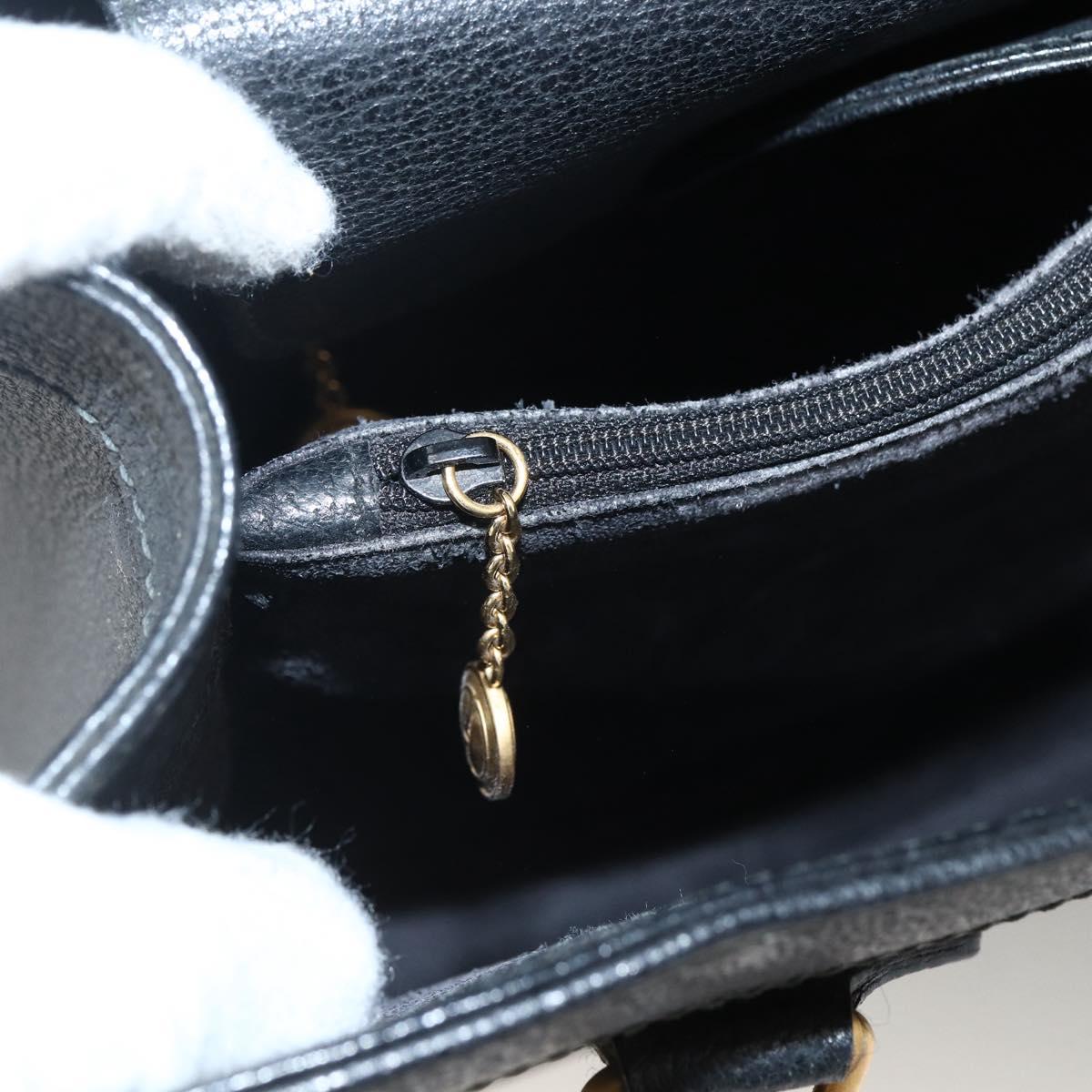 GUCCI Bamboo Hand Bag Leather Black Gold 002 853 0260 Auth ep13849