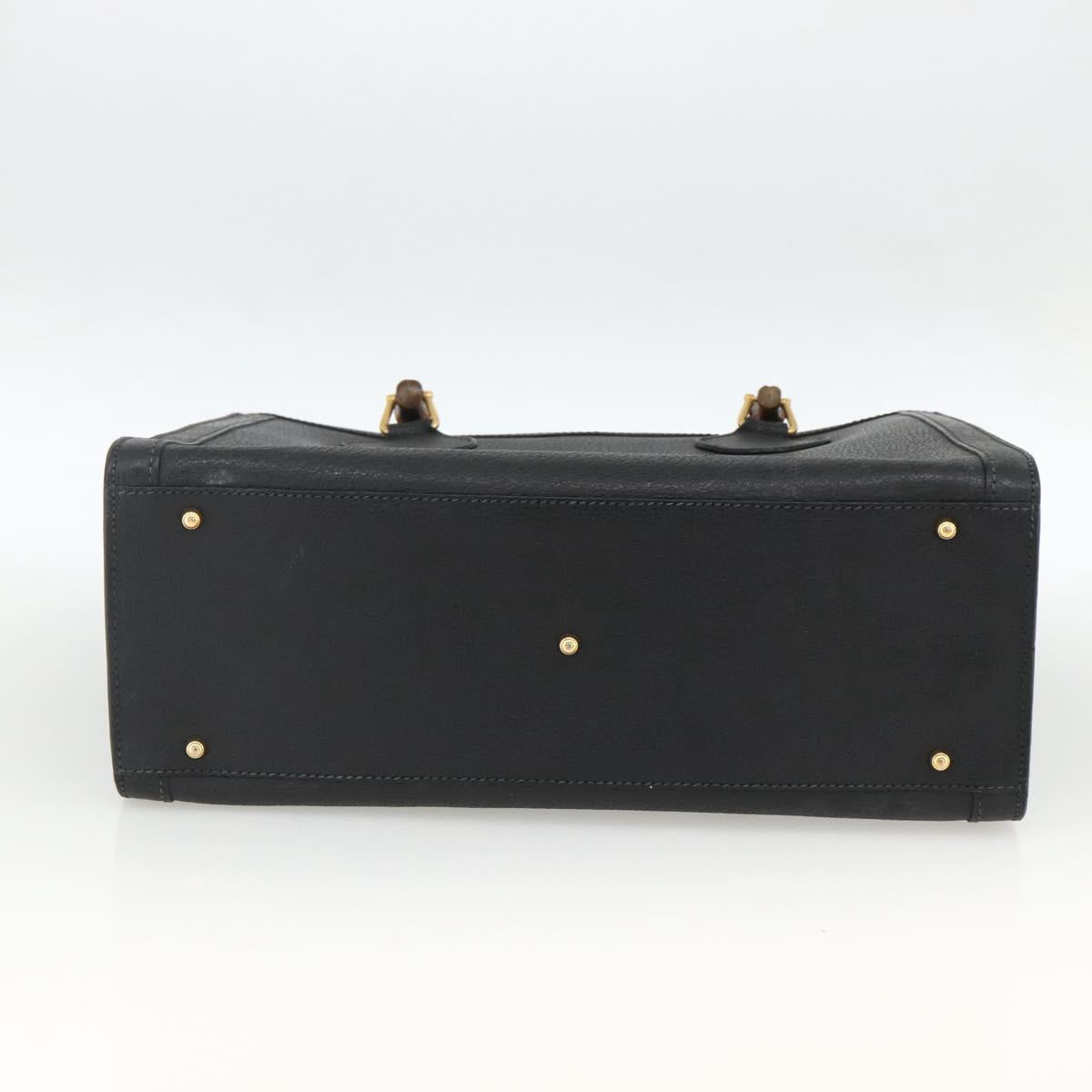GUCCI Bamboo Hand Bag Leather Black Gold 002 853 0260 Auth ep13849