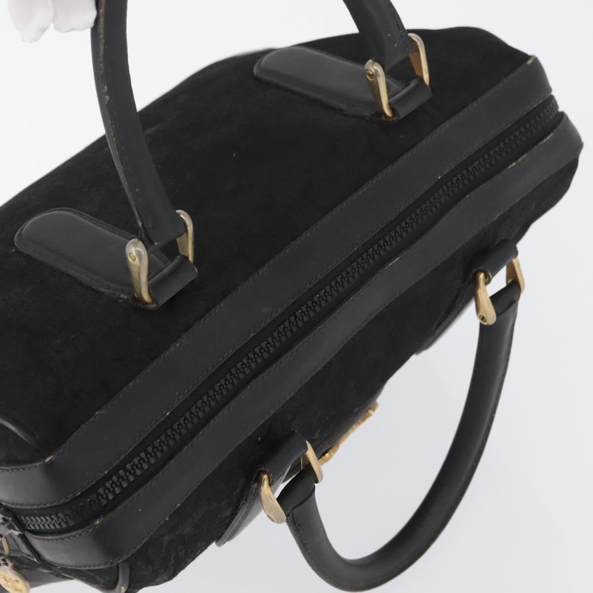 CELINE C Sulky Hand Bag Canvas Black Gold Auth ep13854
