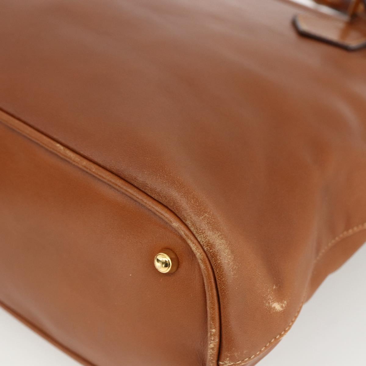 GUCCI Bamboo Hand Bag Leather Brown Gold 000 3780 0289 Auth ep13858