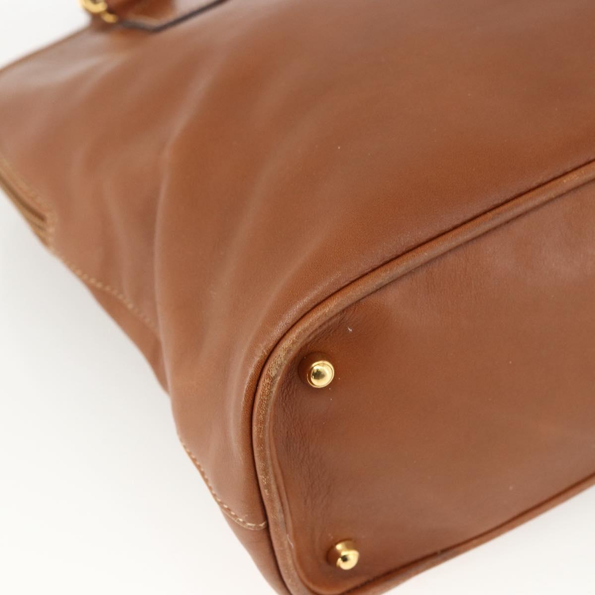 GUCCI Bamboo Hand Bag Leather Brown Gold 000 3780 0289 Auth ep13858