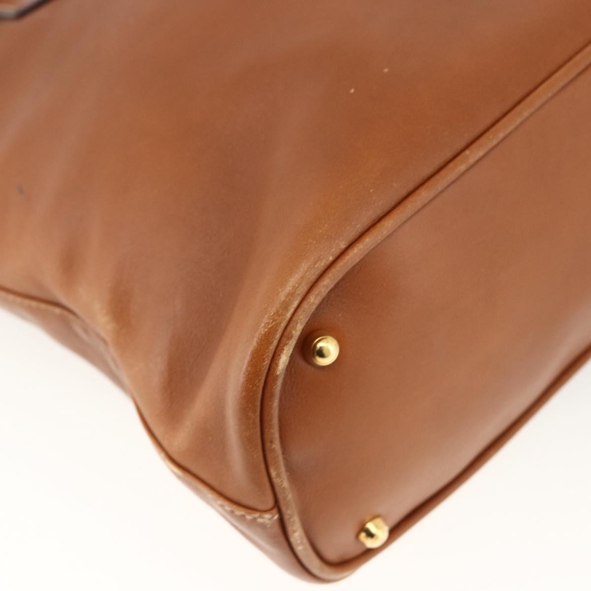GUCCI Bamboo Hand Bag Leather Brown Gold 000 3780 0289 Auth ep13858