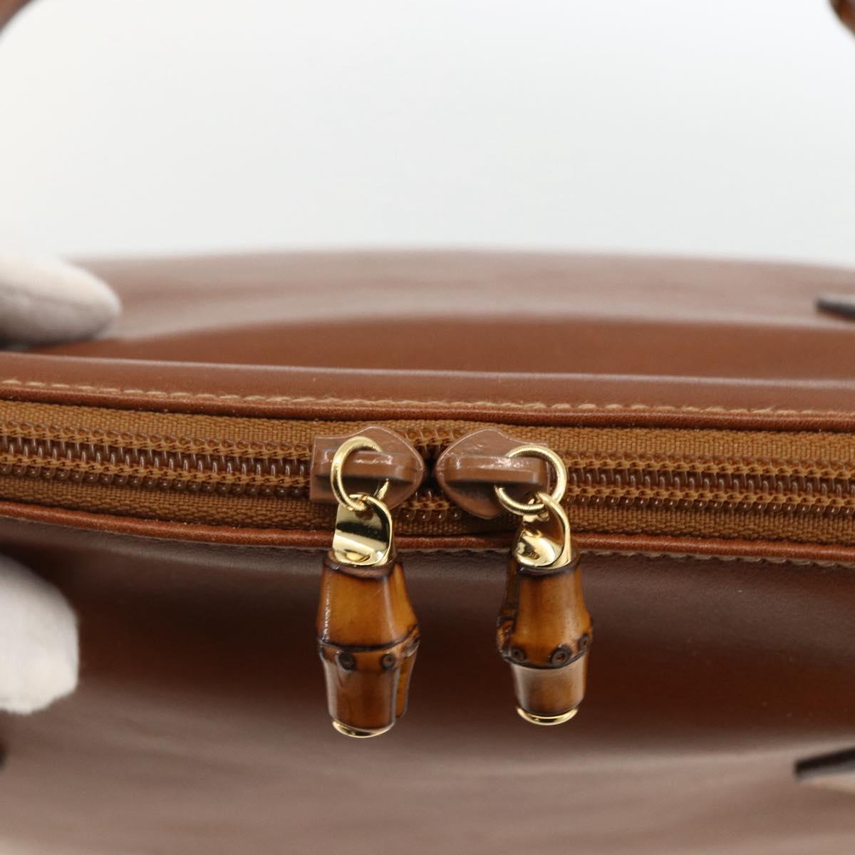 GUCCI Bamboo Hand Bag Leather Brown Gold 000 3780 0289 Auth ep13858
