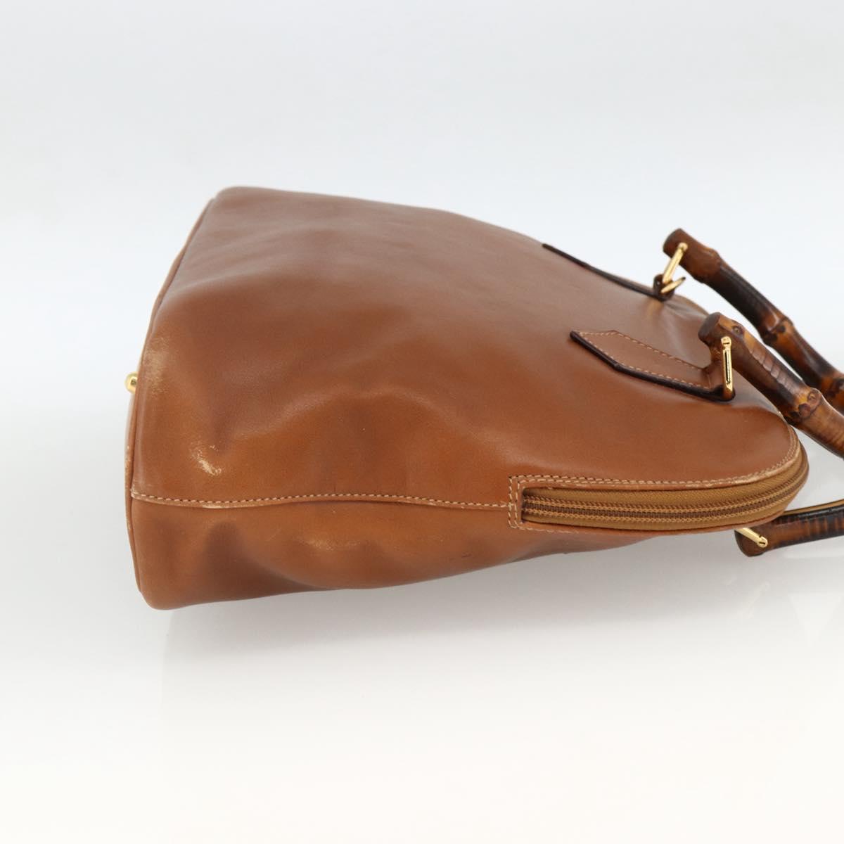 GUCCI Bamboo Hand Bag Leather Brown Gold 000 3780 0289 Auth ep13858