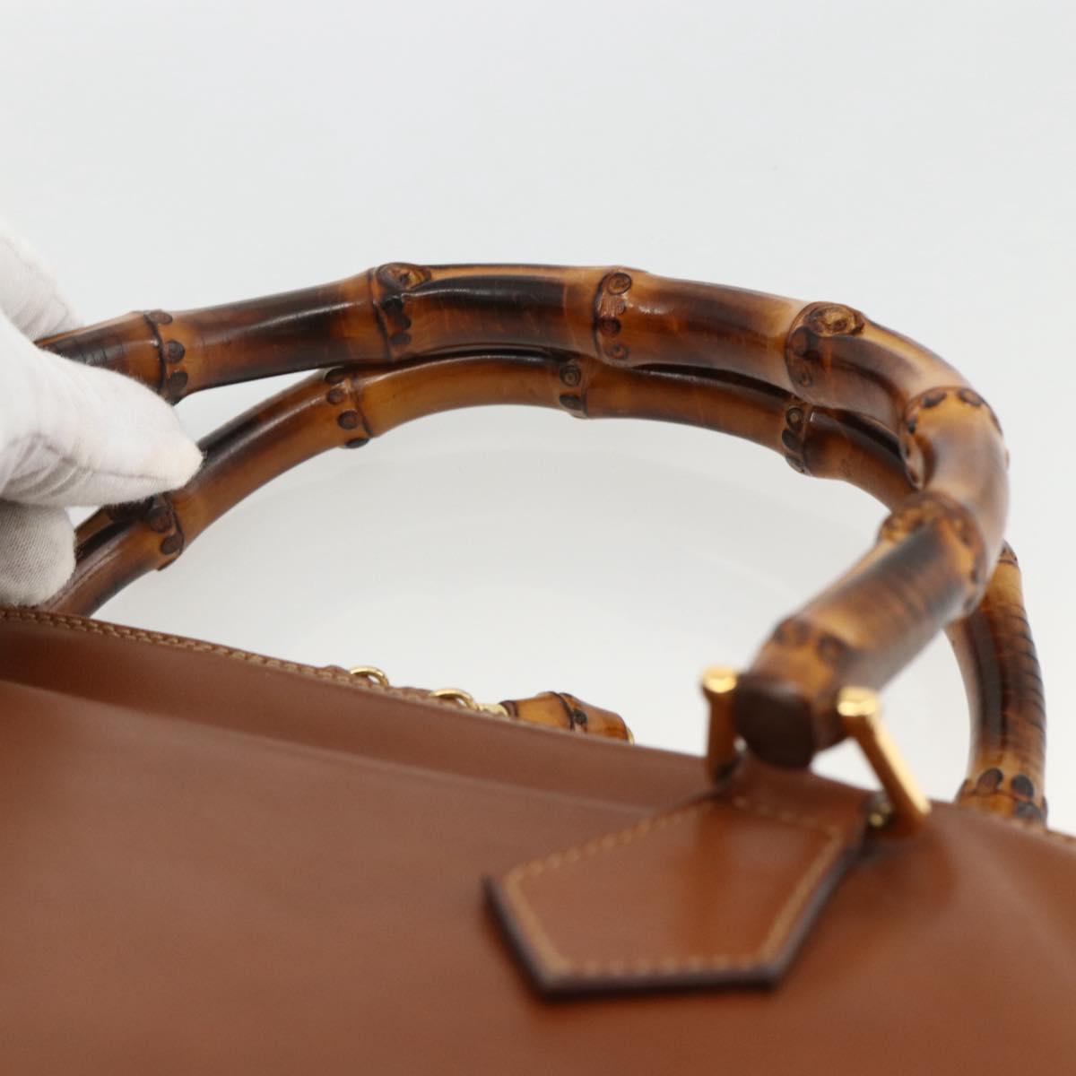 GUCCI Bamboo Hand Bag Leather Brown Gold 000 3780 0289 Auth ep13858