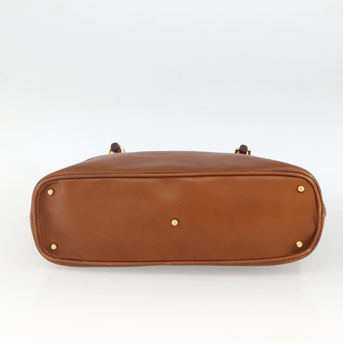 GUCCI Bamboo Hand Bag Leather Brown Gold 000 3780 0289 Auth ep13858
