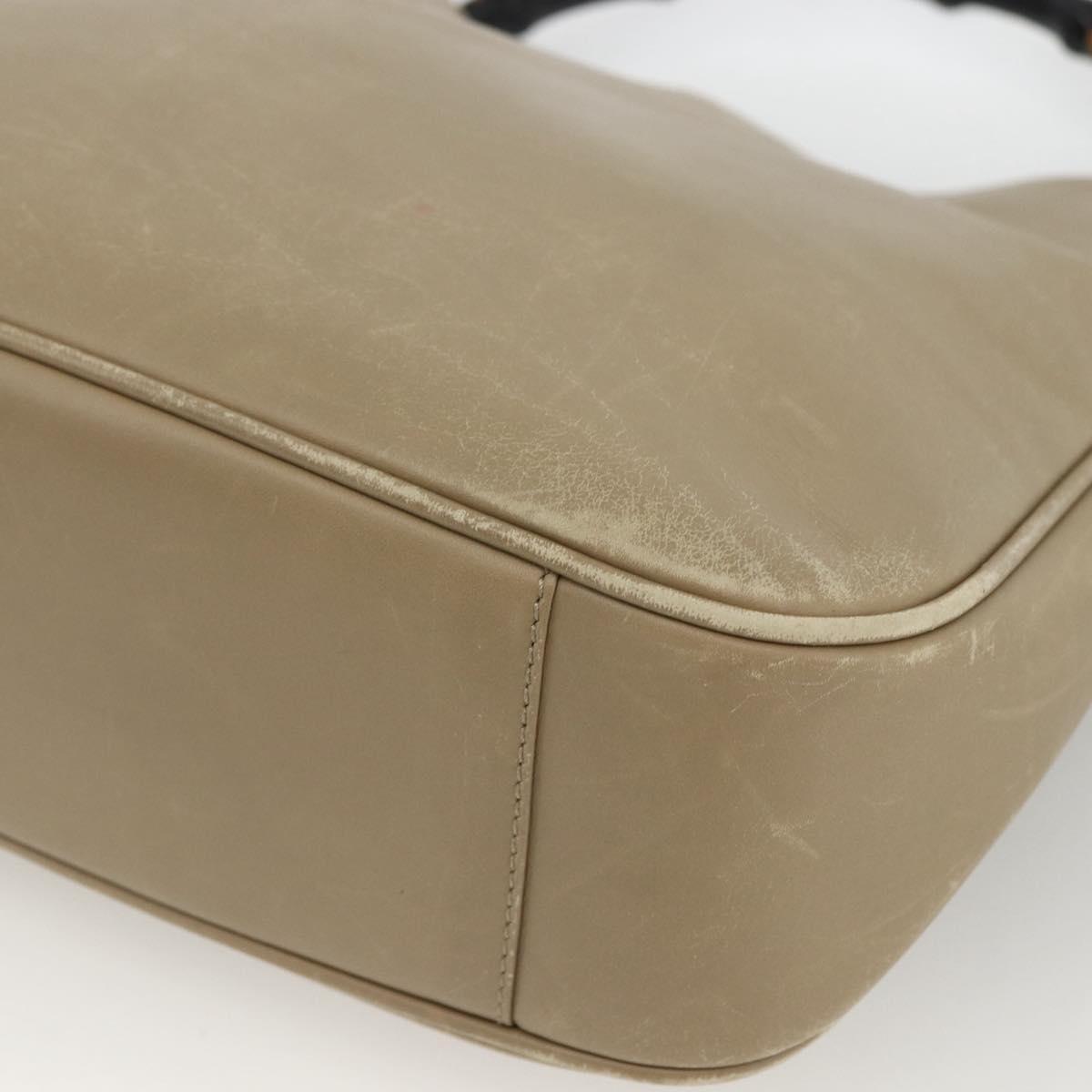 GUCCI Bamboo Hand Bag Leather 2way Beige Silver 001 1638 Auth ep13860