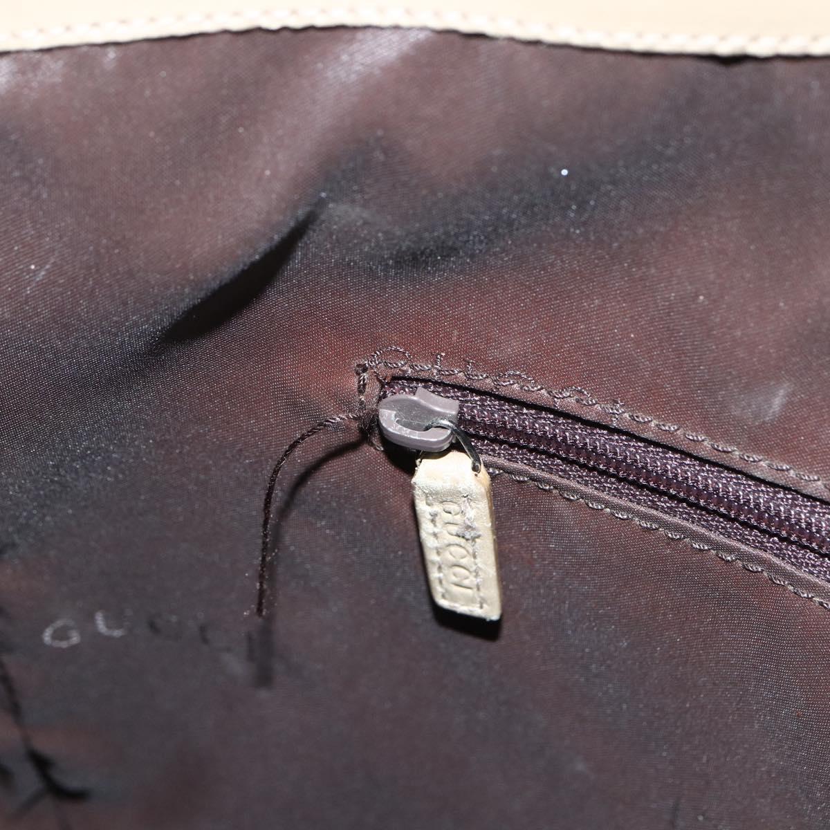 GUCCI Bamboo Hand Bag Leather 2way Beige Silver 001 1638 Auth ep13860