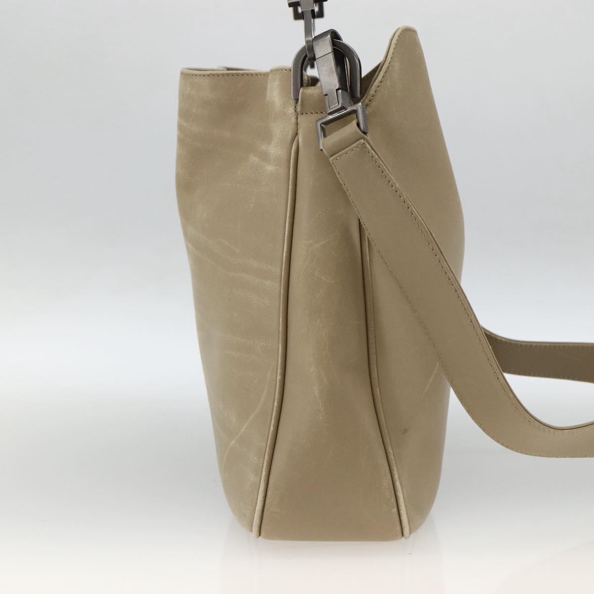 GUCCI Bamboo Hand Bag Leather 2way Beige Silver 001 1638 Auth ep13860