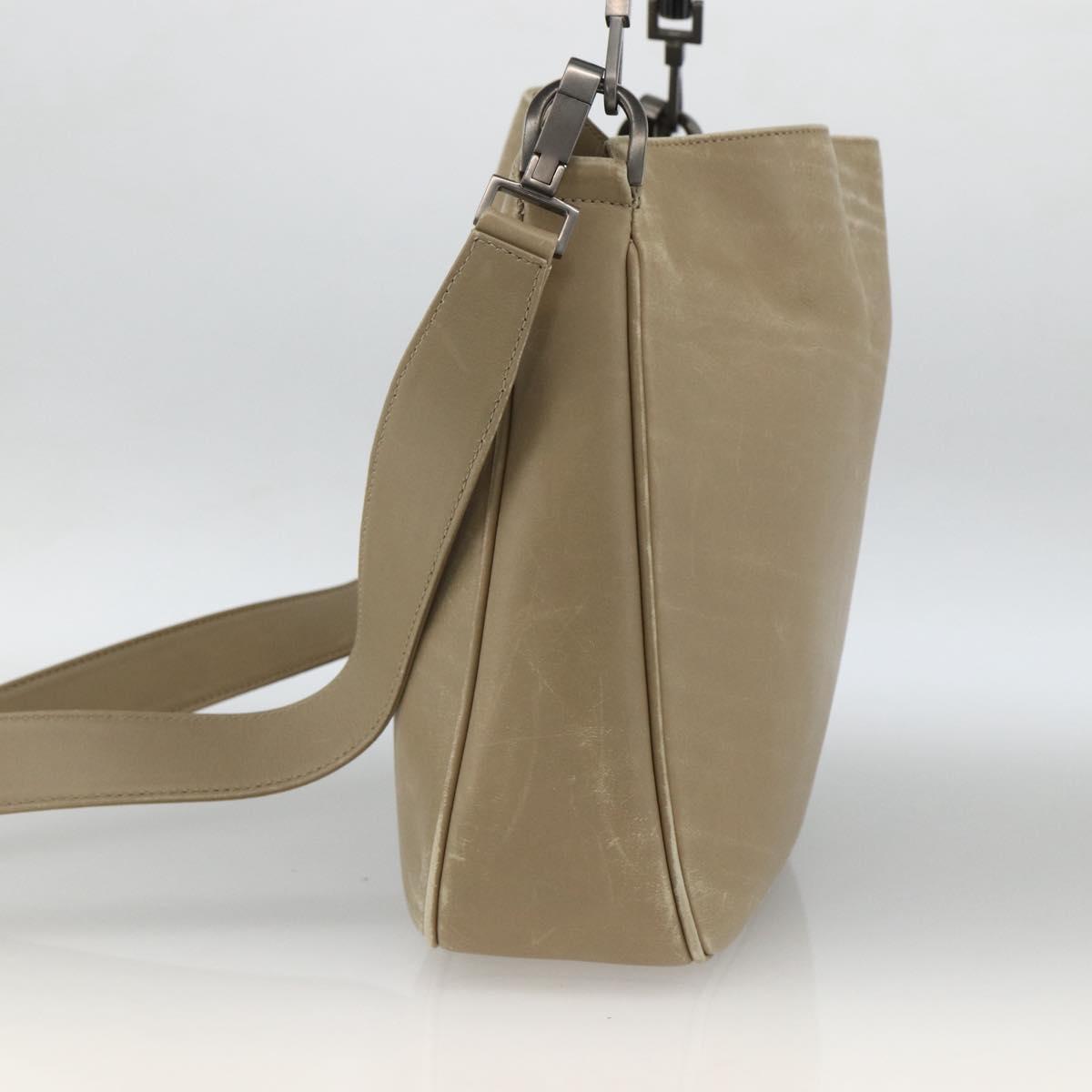 GUCCI Bamboo Hand Bag Leather 2way Beige Silver 001 1638 Auth ep13860