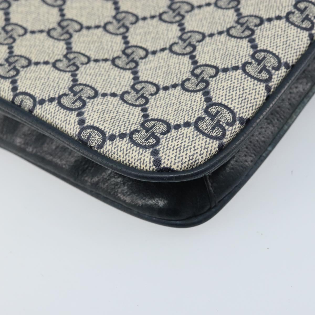 GUCCI GG Supreme Clutch Bag PVC Navy Gold 904 02 025 Auth ep13862