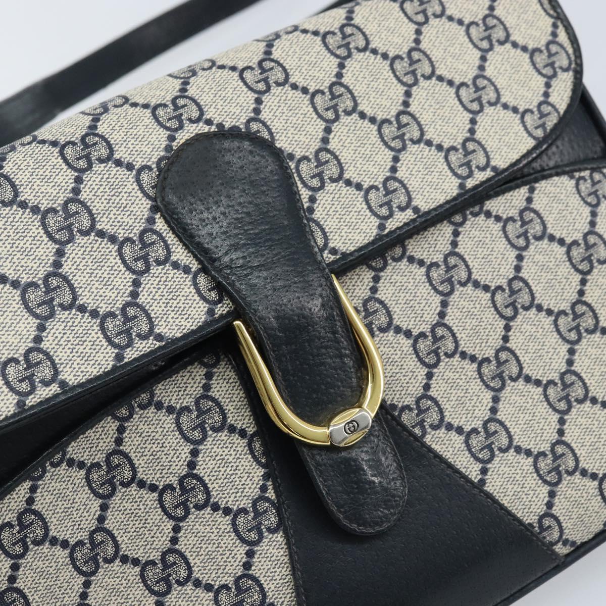 GUCCI GG Supreme Clutch Bag PVC Navy Gold 904 02 025 Auth ep13862