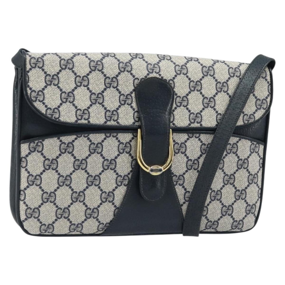GUCCI GG Supreme Clutch Bag PVC Navy Gold 904 02 025 Auth ep13862