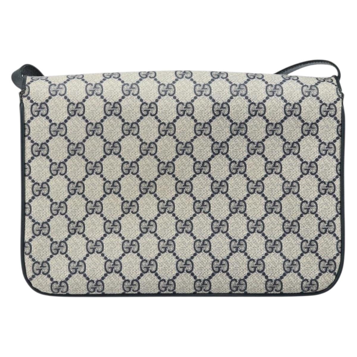 GUCCI GG Supreme Clutch Bag PVC Navy Gold 904 02 025 Auth ep13862