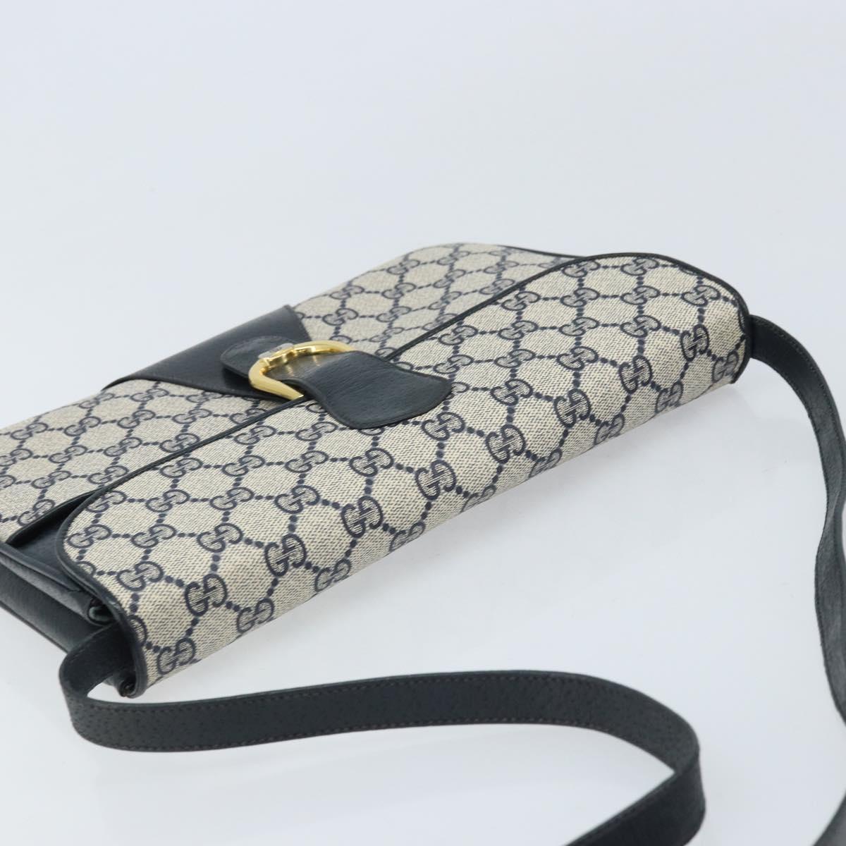 GUCCI GG Supreme Clutch Bag PVC Navy Gold 904 02 025 Auth ep13862