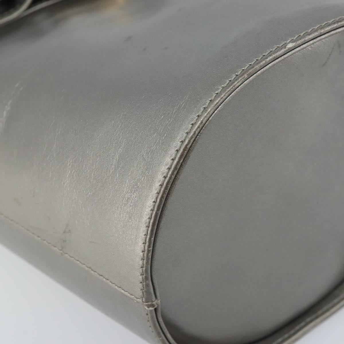 Salvatore Ferragamo Vala Hand Bag Leather Silver Auth ep13866