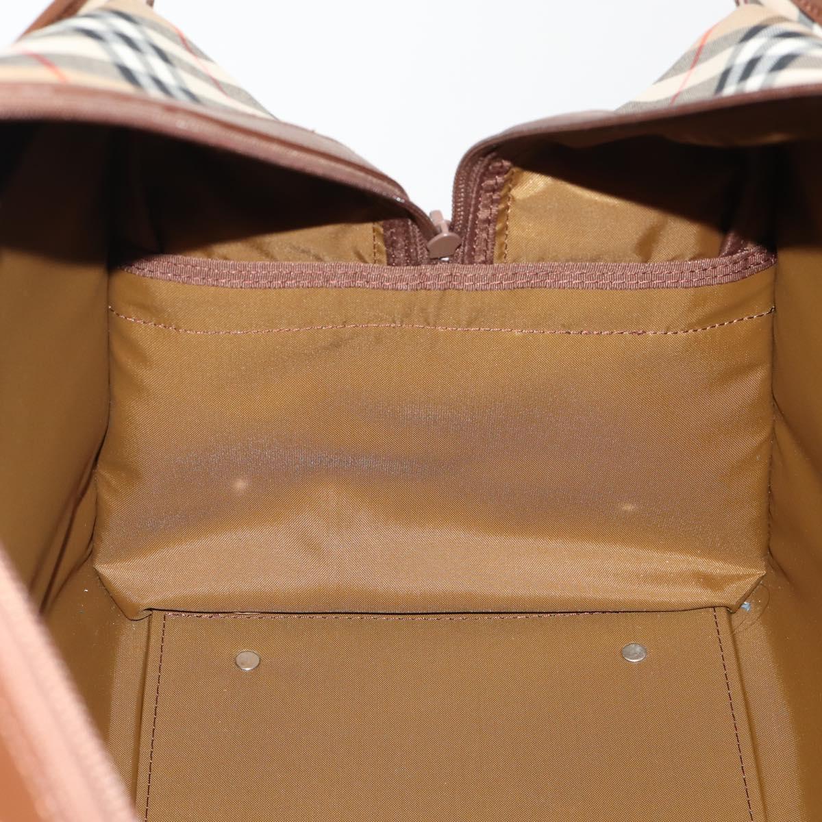 Burberrys Nova Check Boston Bag Canvas 2way Beige Gold Auth ep13867V