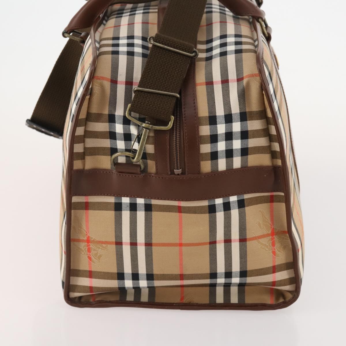 Burberrys Nova Check Boston Bag Canvas 2way Beige Gold Auth ep13867V