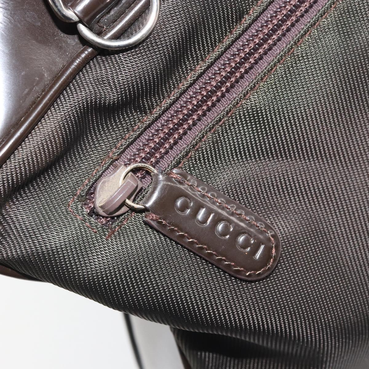 GUCCI Bamboo Hand Bag Nylon Brown Silver 000 2040 0538 Auth ep13874