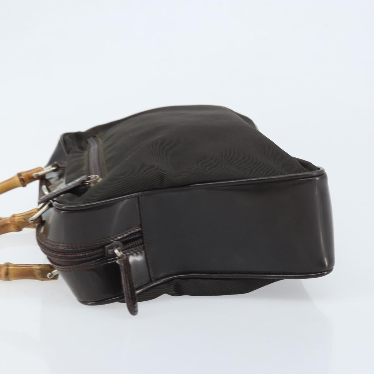 GUCCI Bamboo Hand Bag Nylon Brown Silver 000 2040 0538 Auth ep13874