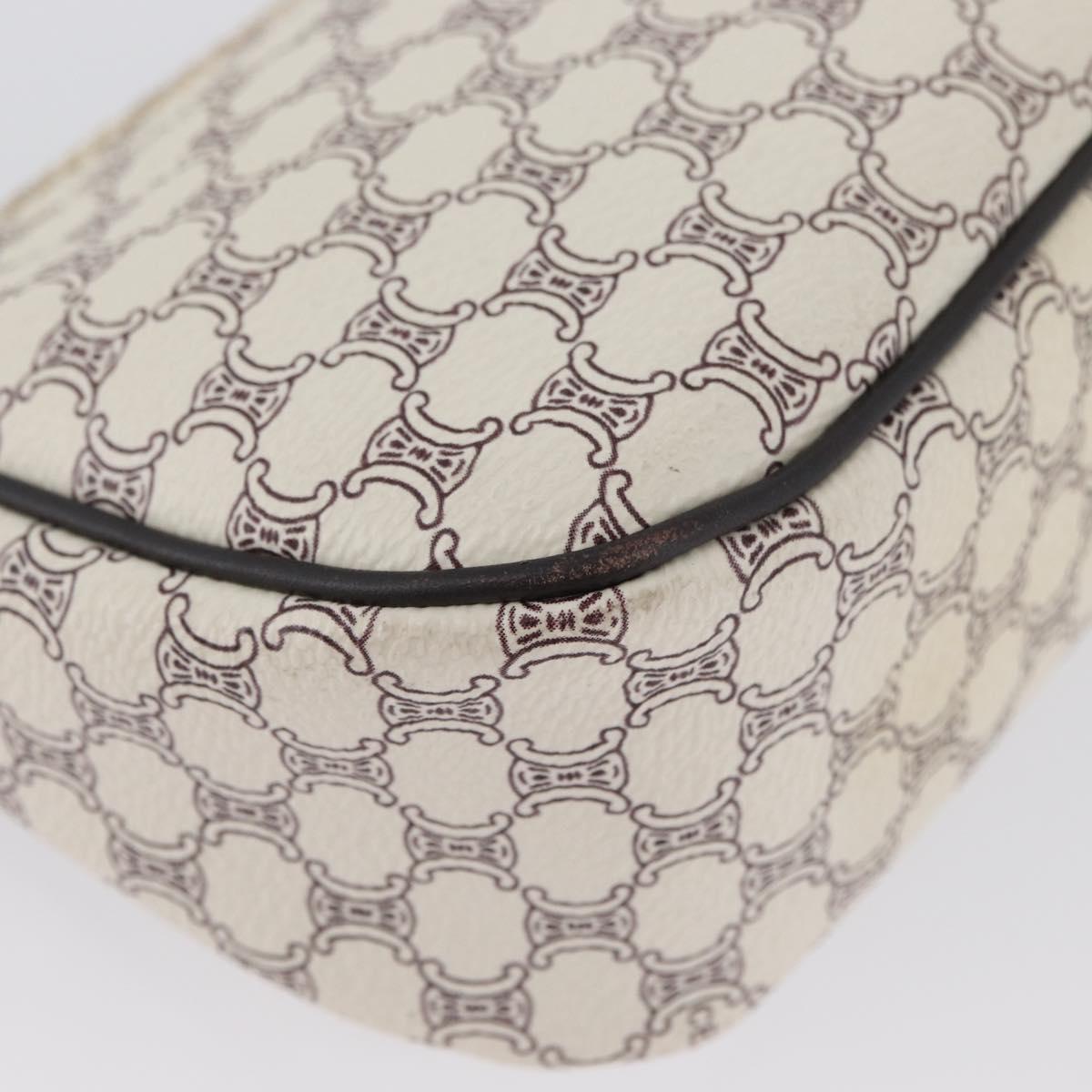 CELINE Macadam Canvas Accessory Pouch PVC Leather White Gold Auth ep13877A