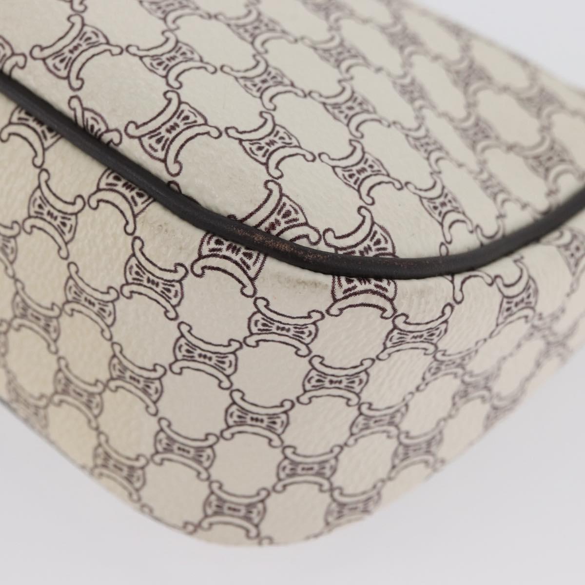 CELINE Macadam Canvas Accessory Pouch PVC Leather White Gold Auth ep13877A
