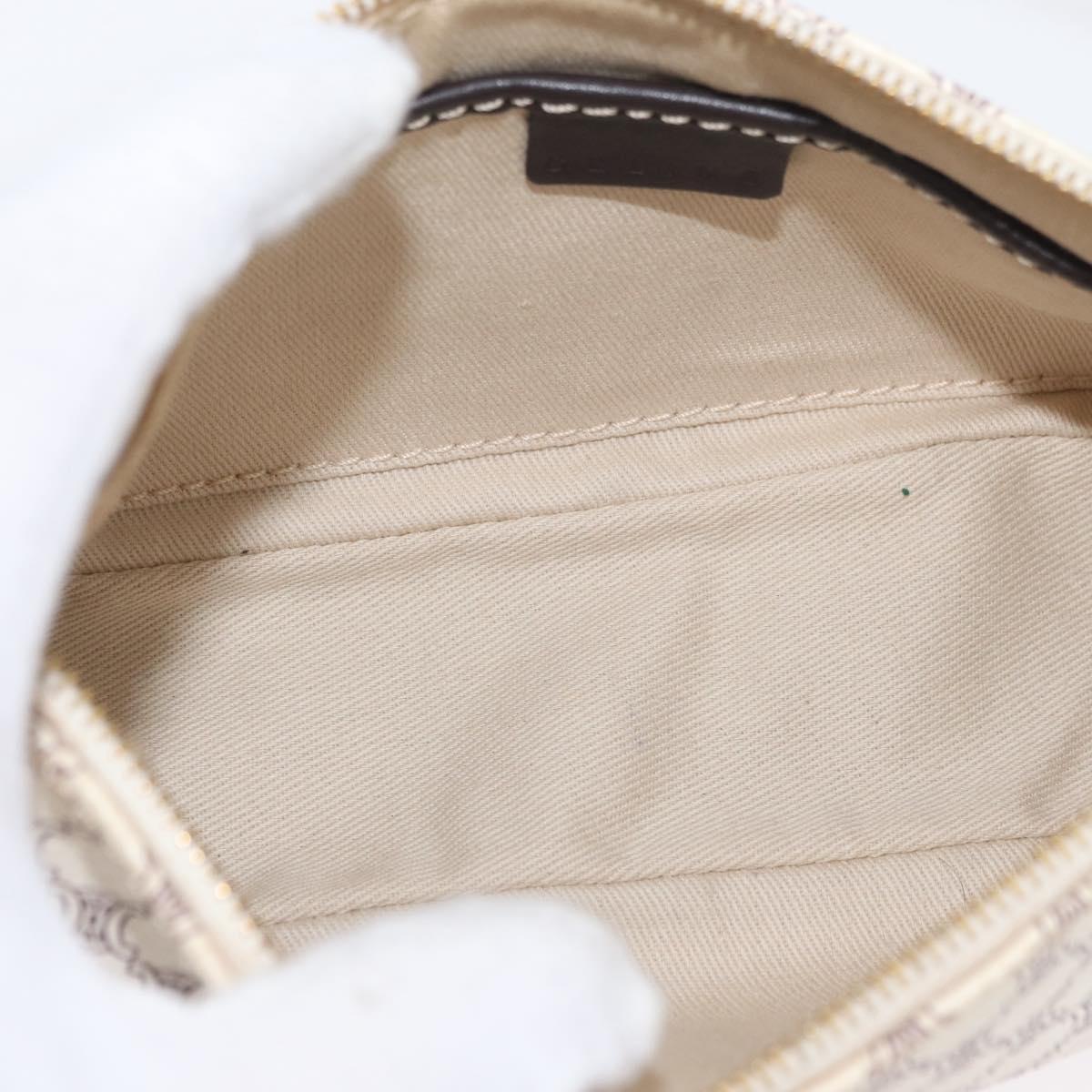 CELINE Macadam Canvas Accessory Pouch PVC Leather White Gold Auth ep13877A