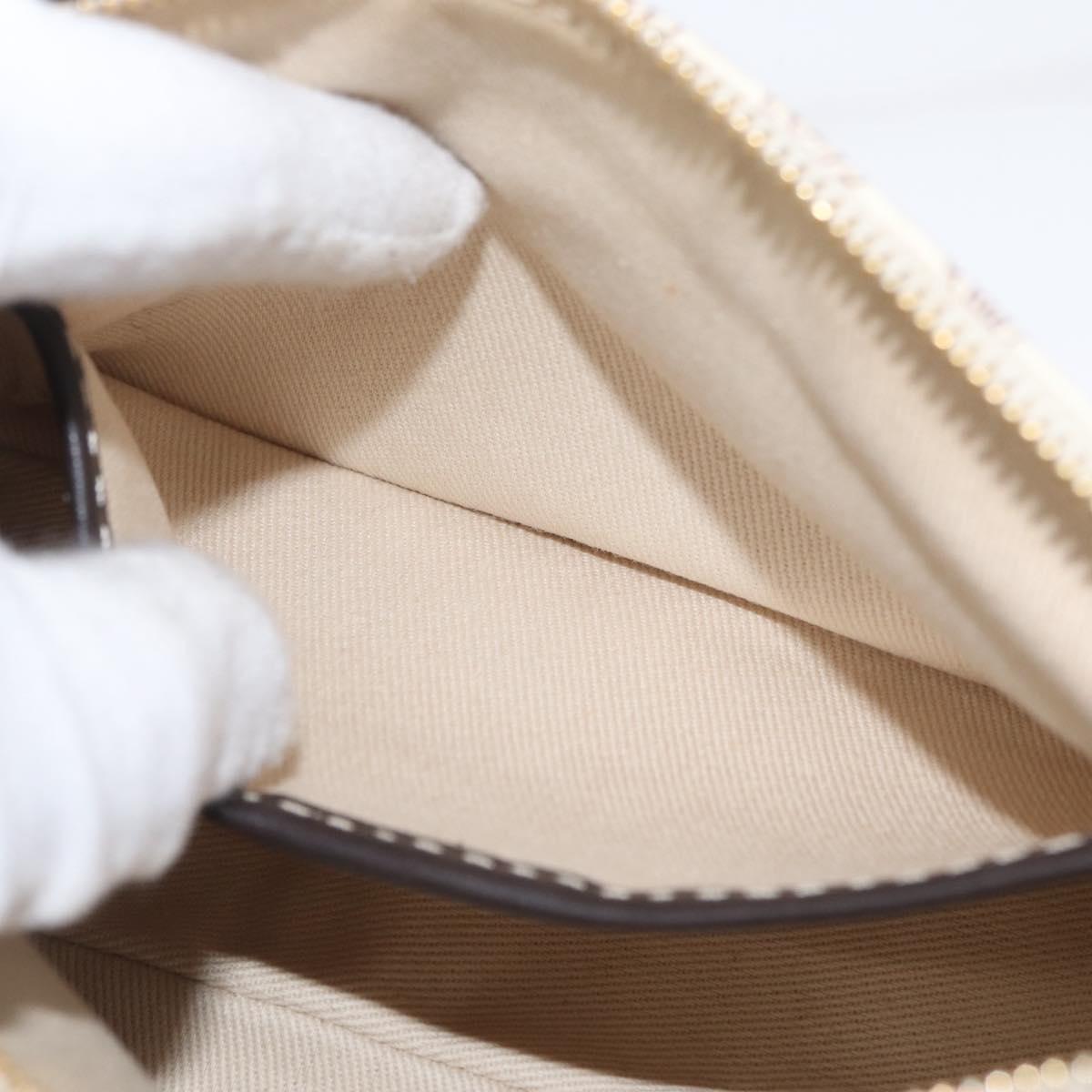 CELINE Macadam Canvas Accessory Pouch PVC Leather White Gold Auth ep13877A