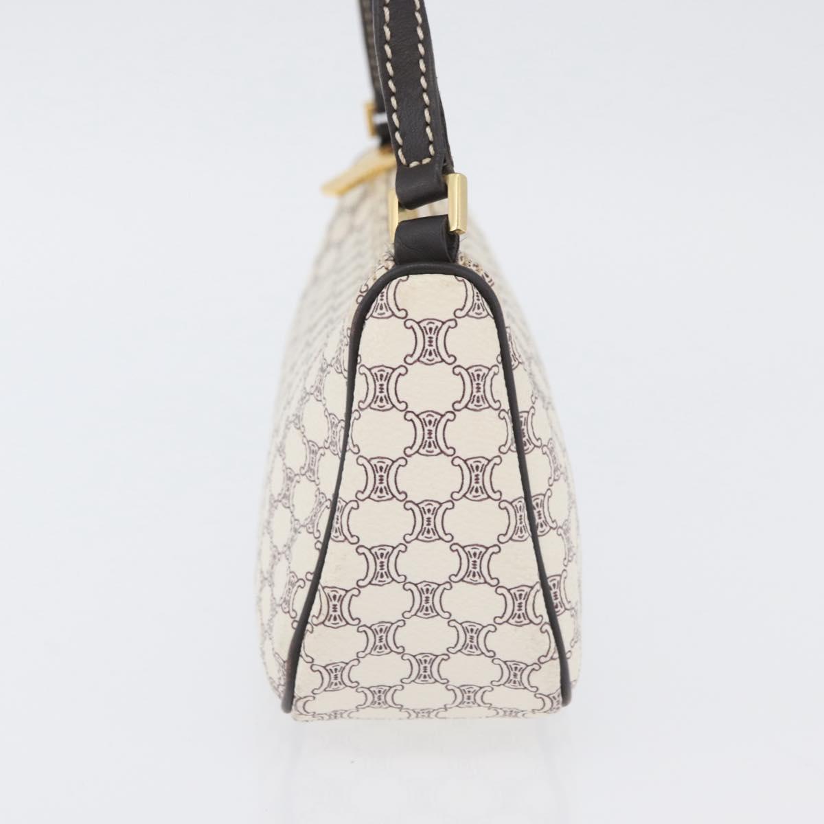 CELINE Macadam Canvas Accessory Pouch PVC Leather White Gold Auth ep13877A