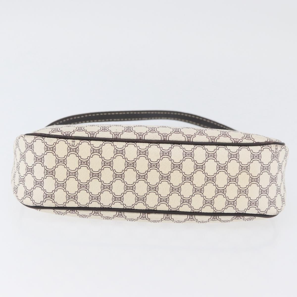 CELINE Macadam Canvas Accessory Pouch PVC Leather White Gold Auth ep13877A