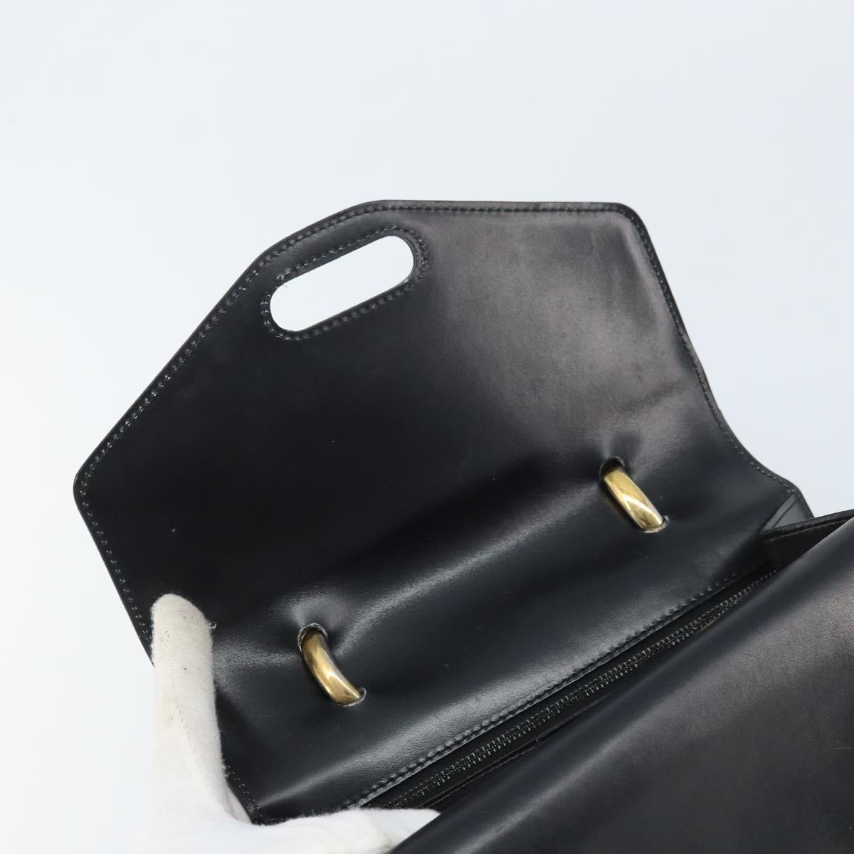 CELINE Hand Bag Leather Black Gold Auth ep13883