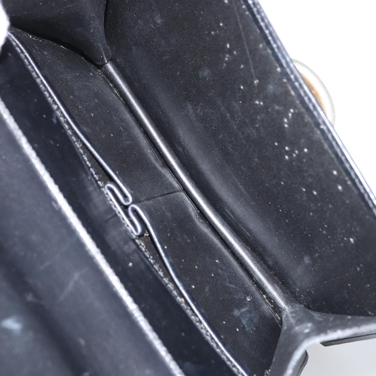 CELINE Hand Bag Leather Black Gold Auth ep13883