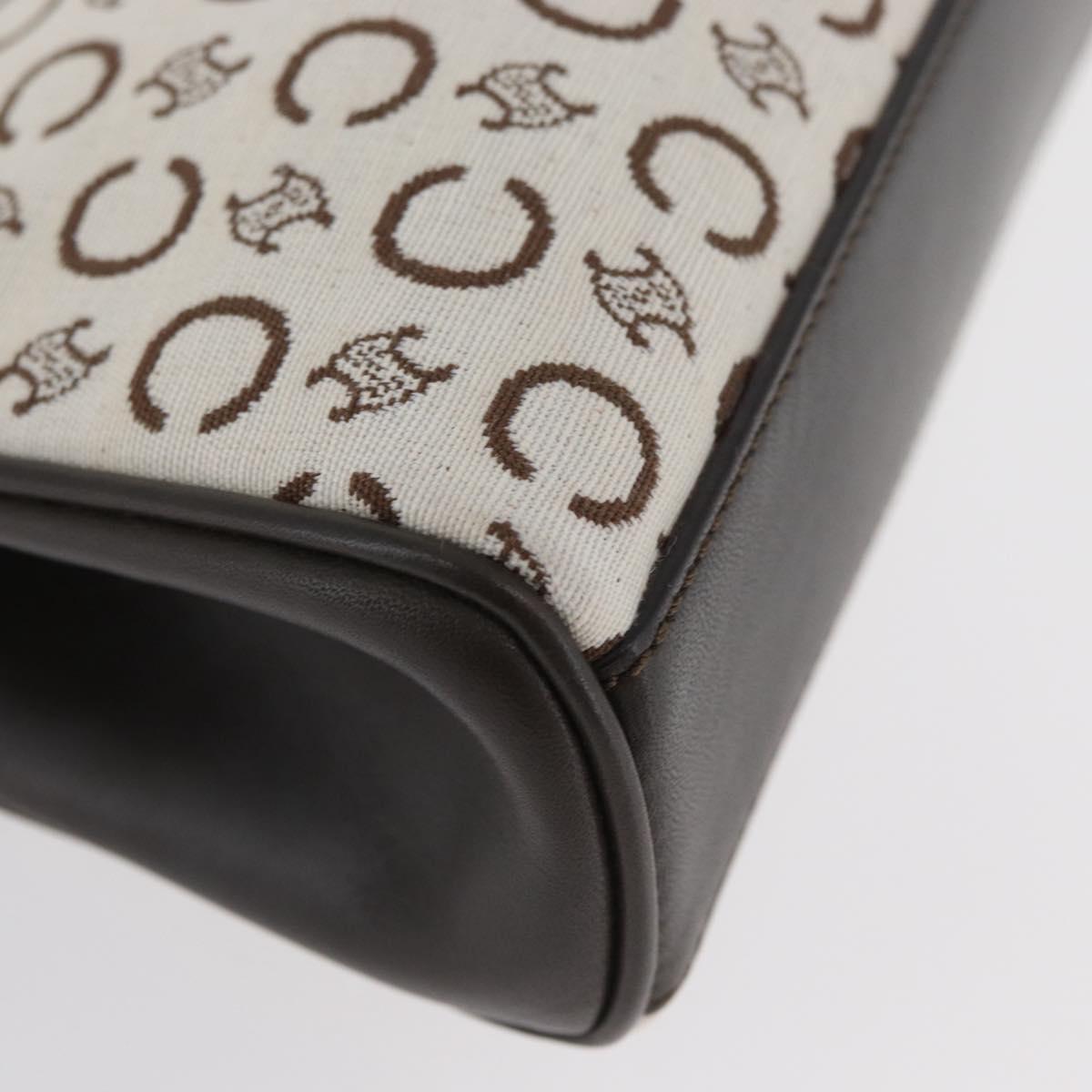 CELINE C Macadam Canvas Hand Bag White Gold Auth ep13890A