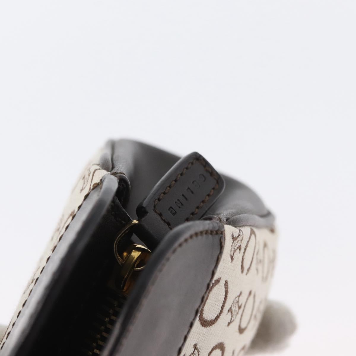 CELINE C Macadam Canvas Hand Bag White Gold Auth ep13890A