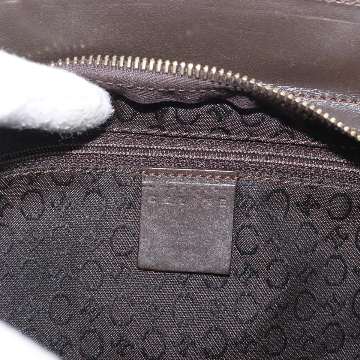 CELINE C Macadam Canvas Hand Bag White Gold Auth ep13890A