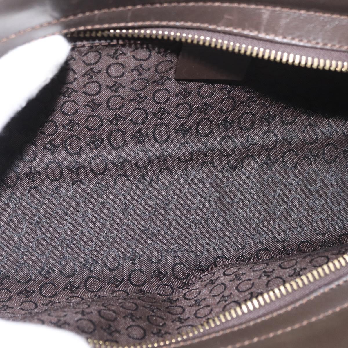 CELINE C Macadam Canvas Hand Bag White Gold Auth ep13890A