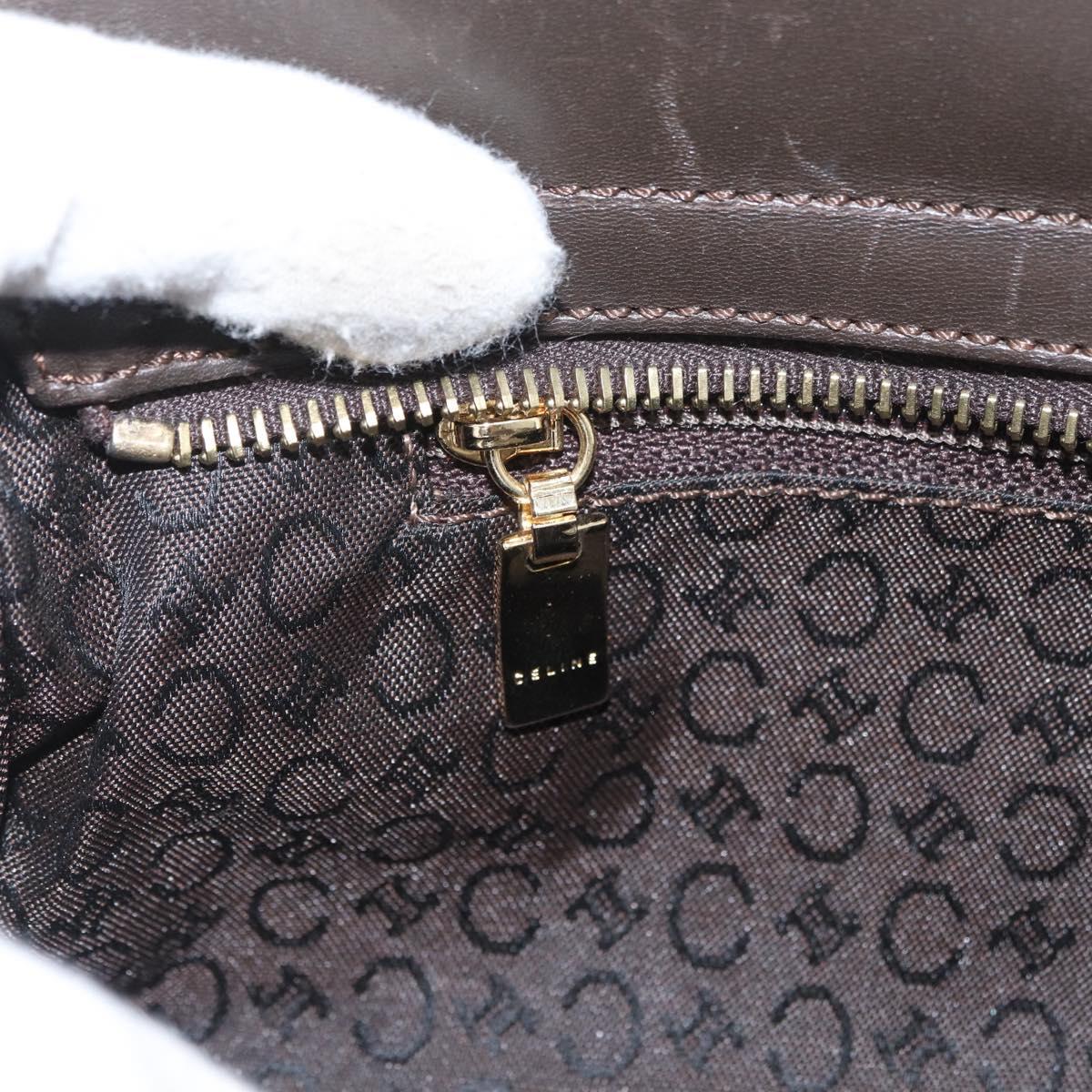 CELINE C Macadam Canvas Hand Bag White Gold Auth ep13890A