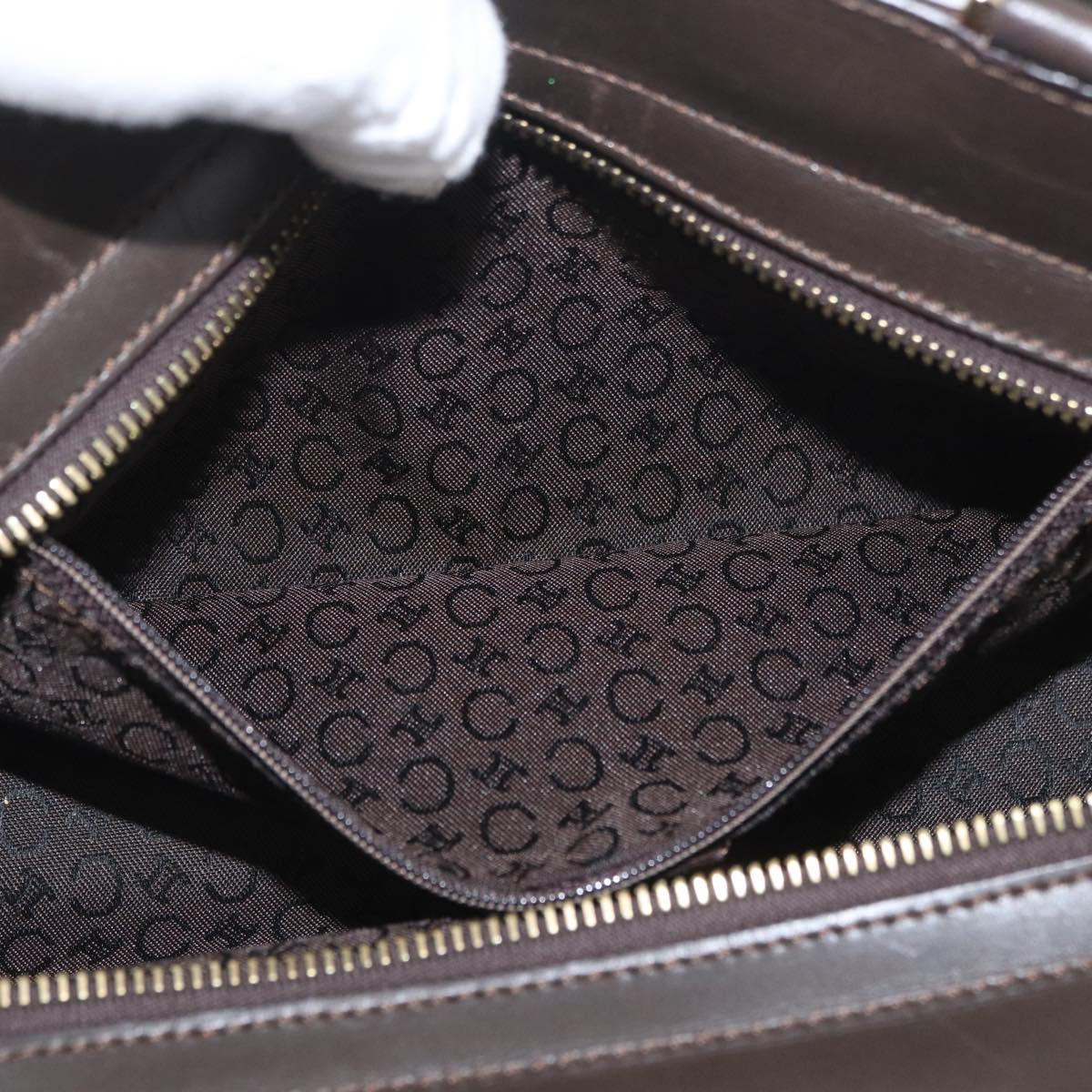 CELINE C Macadam Canvas Hand Bag White Gold Auth ep13890A