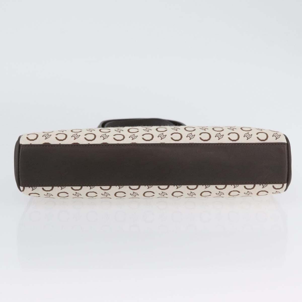 CELINE C Macadam Canvas Hand Bag White Gold Auth ep13890A