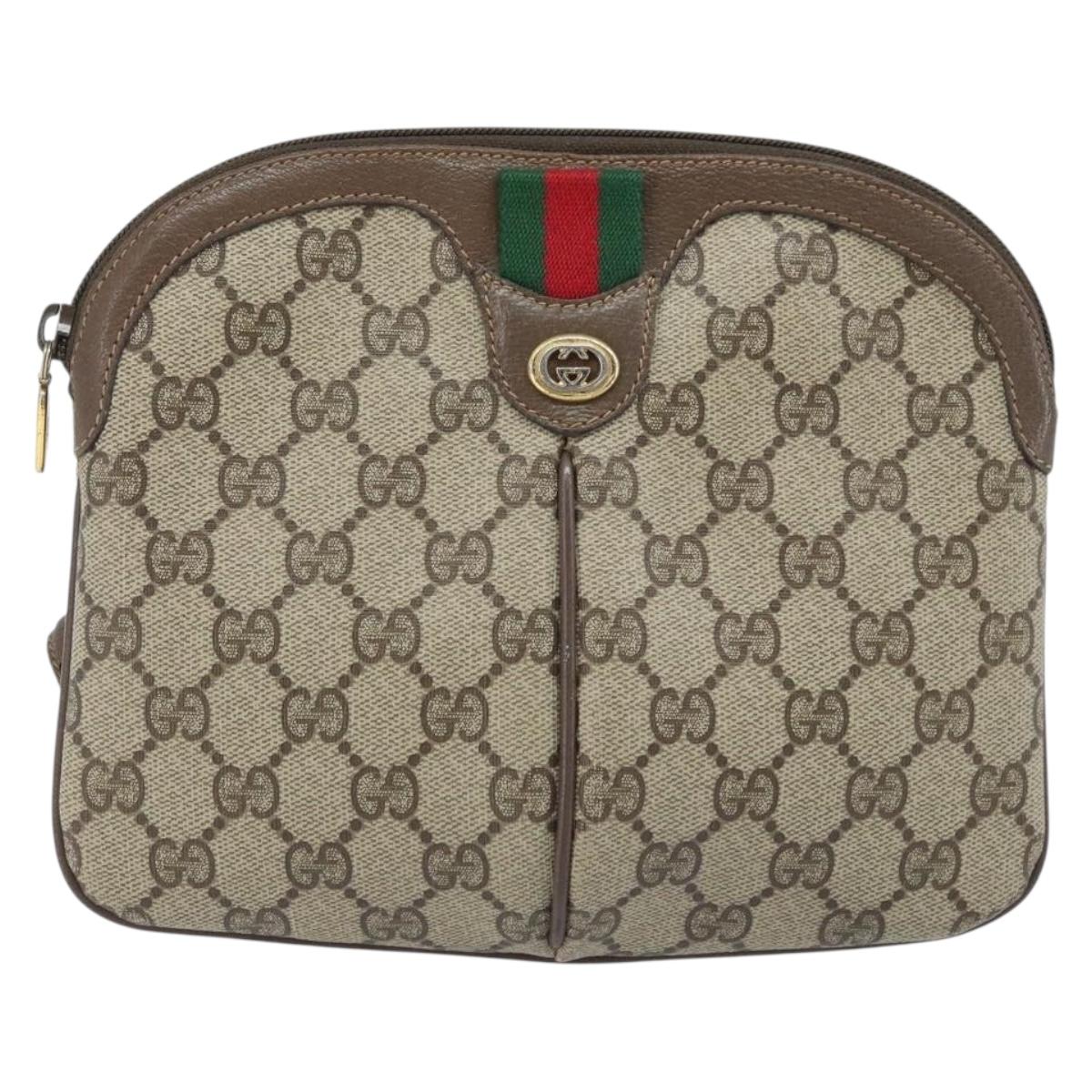 GUCCI GG Supreme Web Sherry Line Bag PVC Beige Gold 904 02 047 Auth ep13893