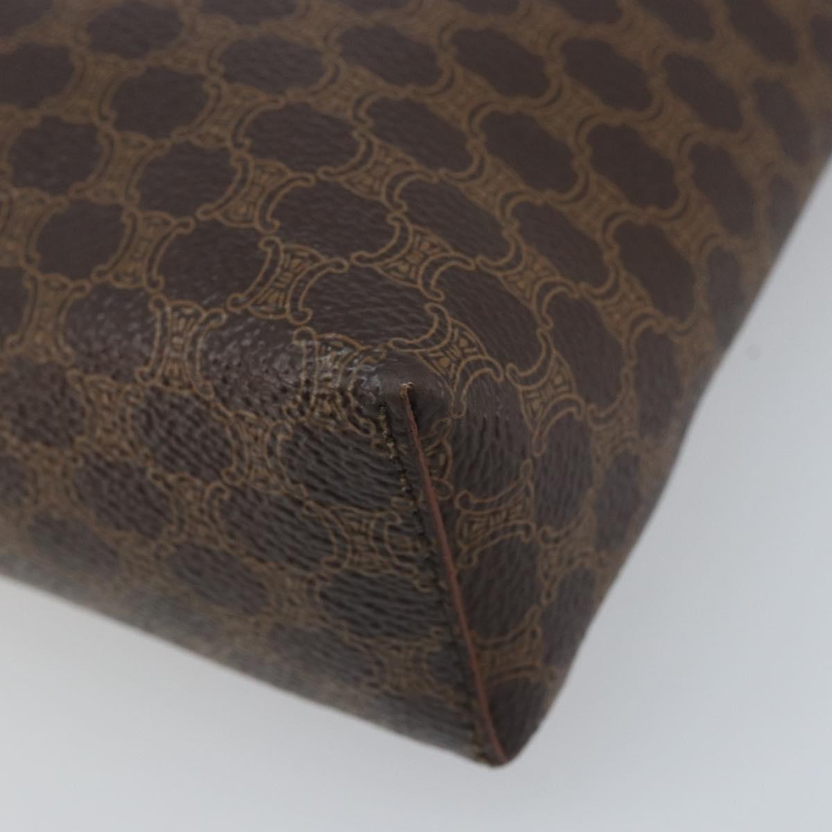 CELINE Macadam Canvas Hand Bag PVC Leather Brown Gold Auth ep13894A