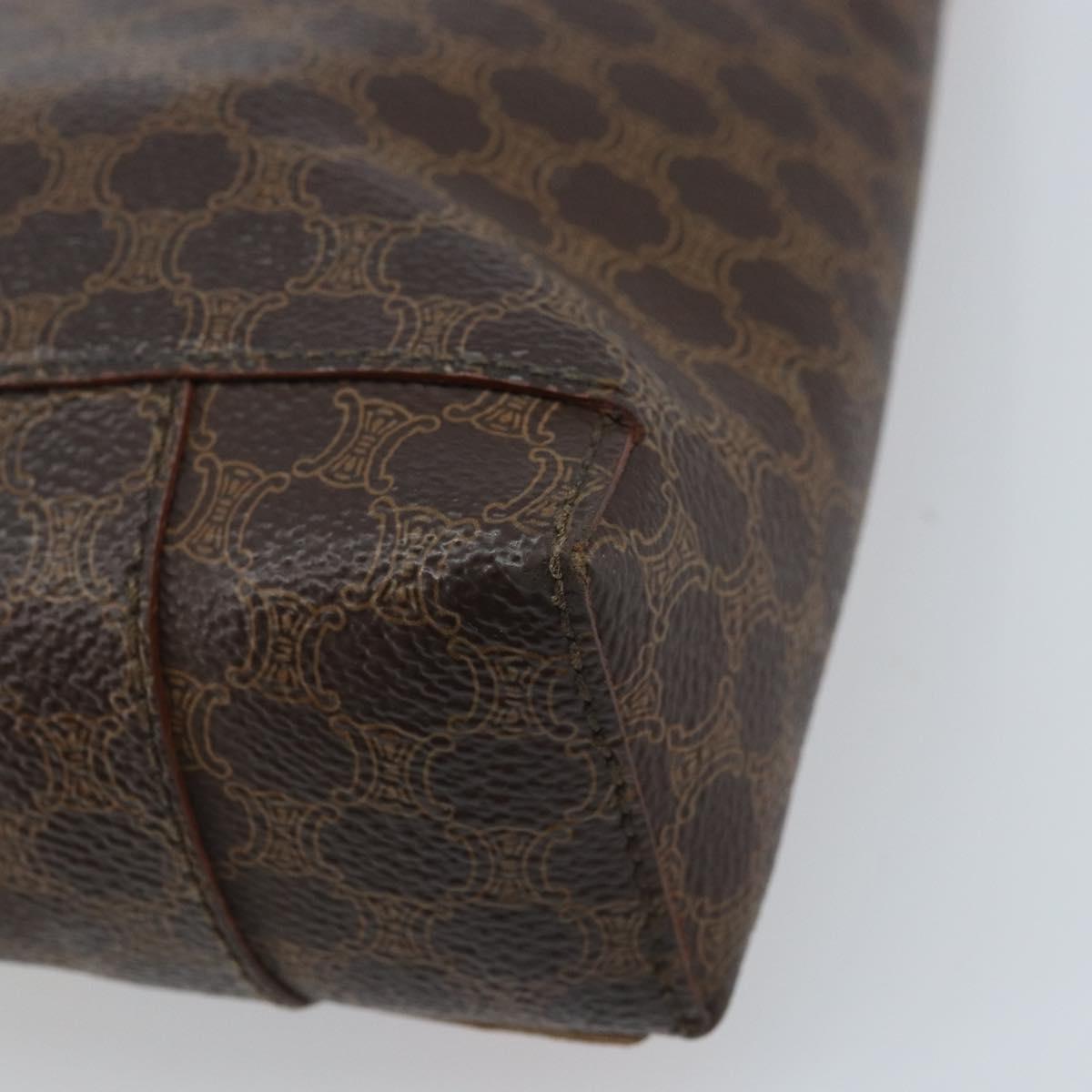 CELINE Macadam Canvas Hand Bag PVC Leather Brown Gold Auth ep13894A