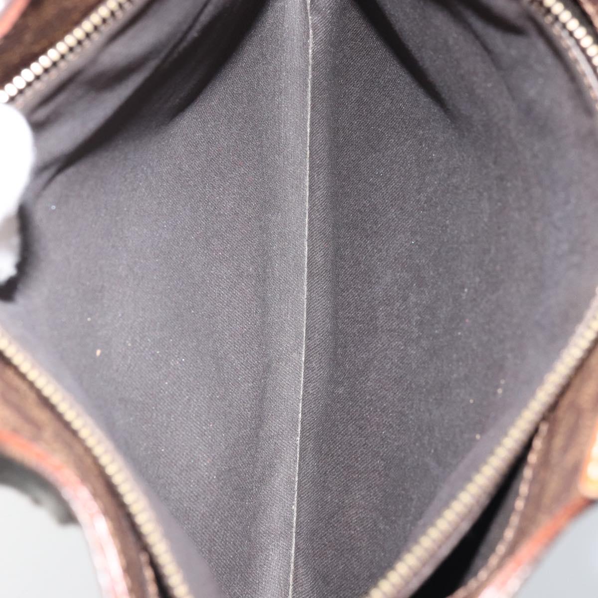 CELINE Macadam Canvas Hand Bag PVC Leather Brown Gold Auth ep13894A