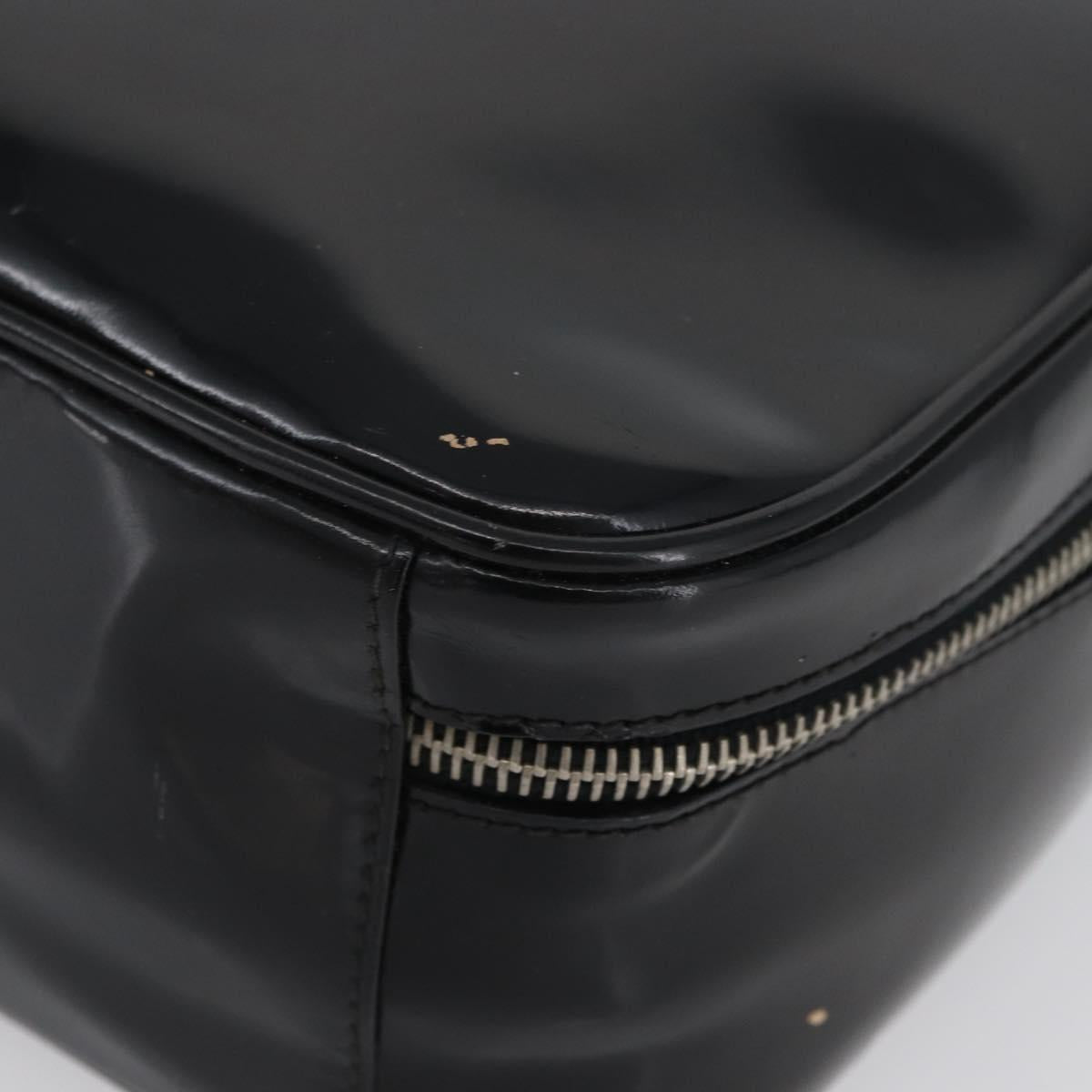 GUCCI Bamboo Hand Bag Patent leather Black Silver 000 270 0323 Auth ep13896